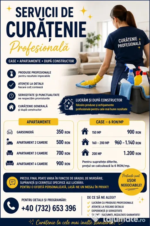 Curățenie profesională Apartamente, Case și după constructor