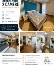 Apartament modern cu 2 camere, etaj 1, bloc nou 2023, balcon 