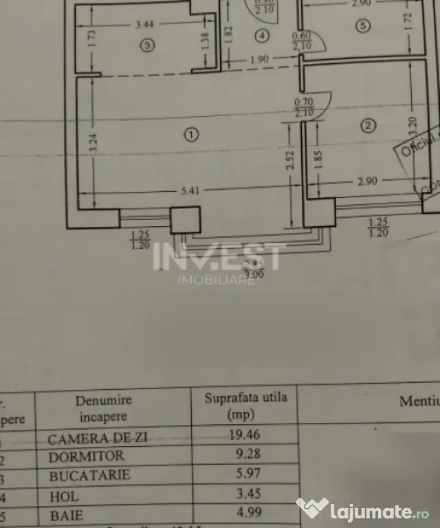 Apartament 2 camere--etaj intermediar-Tatarasi-Bloc nou