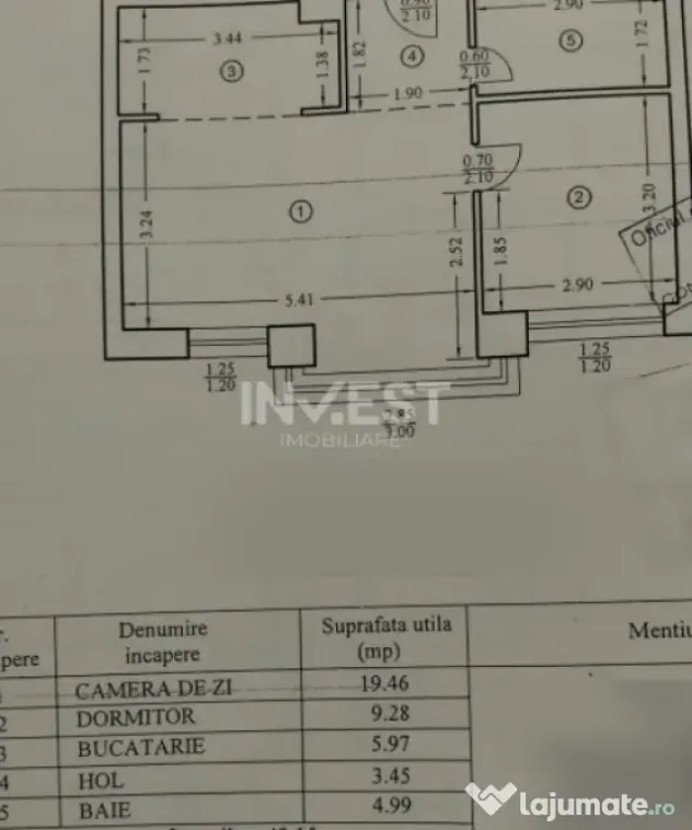 Apartament 2 camere--etaj intermediar-Tatarasi-Bloc nou