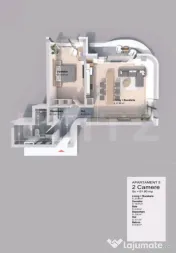 Apartament 2 camera, 61.80 mp, zona Pacurari