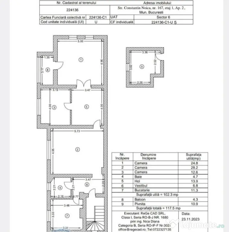 Apartament 3 camere zona Gara de Nord 117 mp