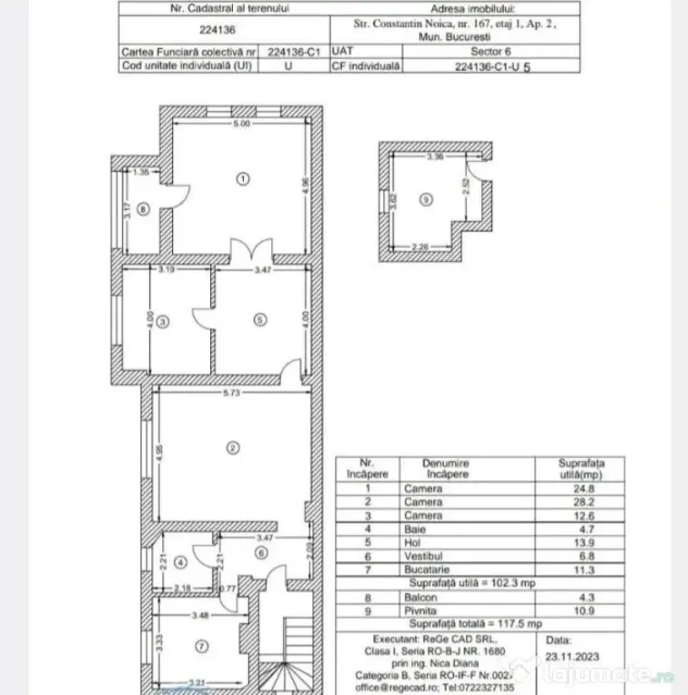 Apartament 3 camere zona Gara de Nord 117 mp