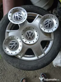 Set 4 roti complete,  janta din aliaj cu anvelope de vara aproape noi 