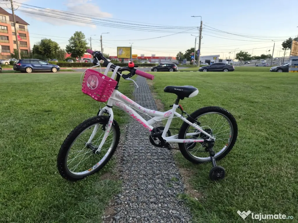 Bicicleta fete 6-11 ani 20 inch X Fact Princess cu cos frontal