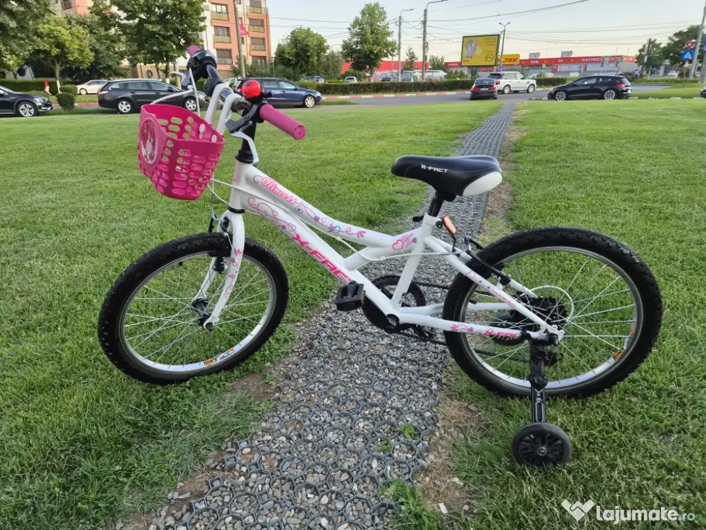 Bicicleta fete 6-11 ani 20 inch X Fact Princess cu cos frontal