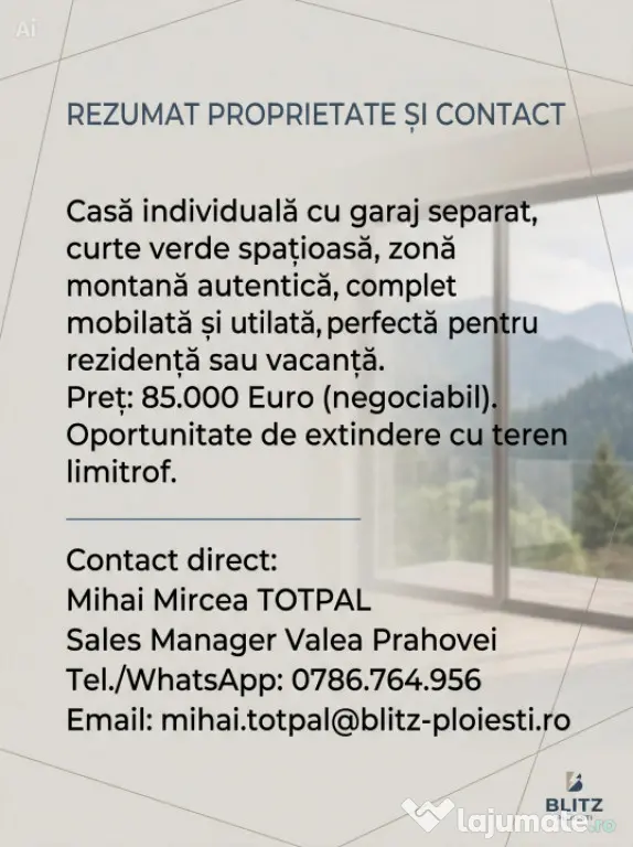 Casă individuală cochetă în Bușteni – Curte generoas?