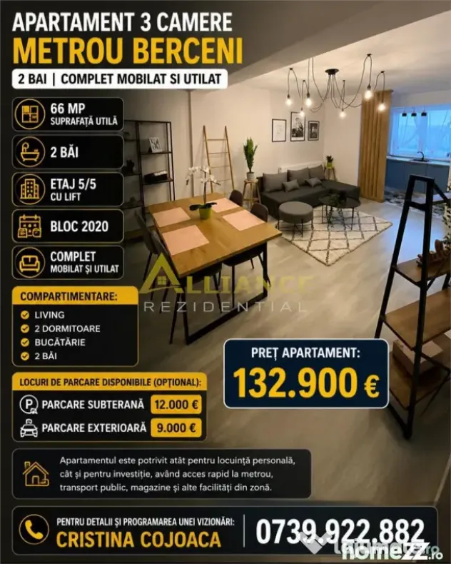 Apartament 3 camere 2 bai Metrou Berceni gata de mutare