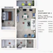 Apartament 2 camere, decomandat –55 mp utili