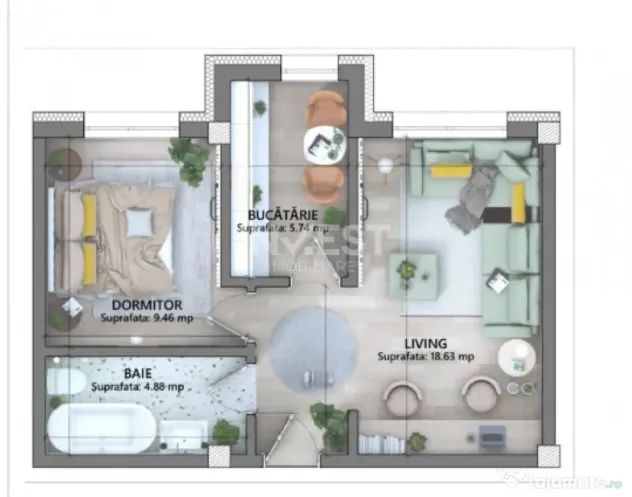 COMISION 0% , LUNCA CETATUII , APARTAMENT CU 2 CAMERE , TVA