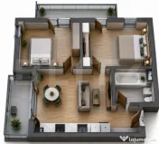 Apartament modern, semifinisat, etaj 1, cu 3 camere, in Apah
