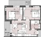 Apartament modern, semifinisat, etaj 1, cu 3 camere, in Apah