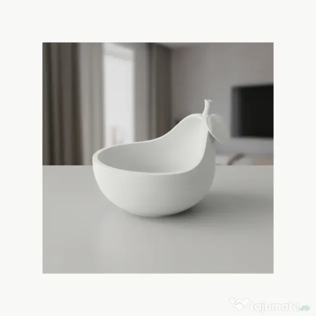 Bol Decorativ Modern Imprimat 3D, Formă Naturală de Pară, 15cm