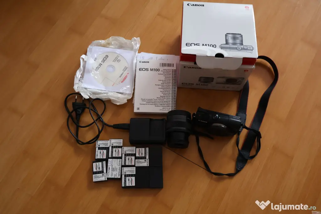 Canon EOS M100 + Obiectiv 15-45mm - Set Complet, 10 Baterii Incluse