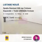 Spațiu Demisol 106 mp | Intrare Separată + Toate Utilit...