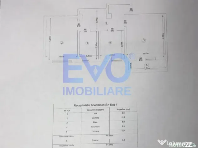 Apartament cu 2 camere, etajul 1, decomandat, geam la baie, - Rediu (Iasi)