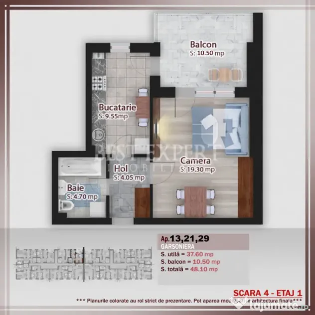 Garsonieră Spațioasă | Bloc Boutique P+3 | Comision 0% |