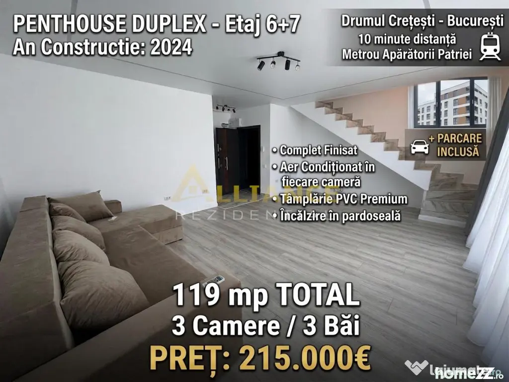 Penthouse - 119mp - 10 minute metrou Ap#259;r#259;torii patr