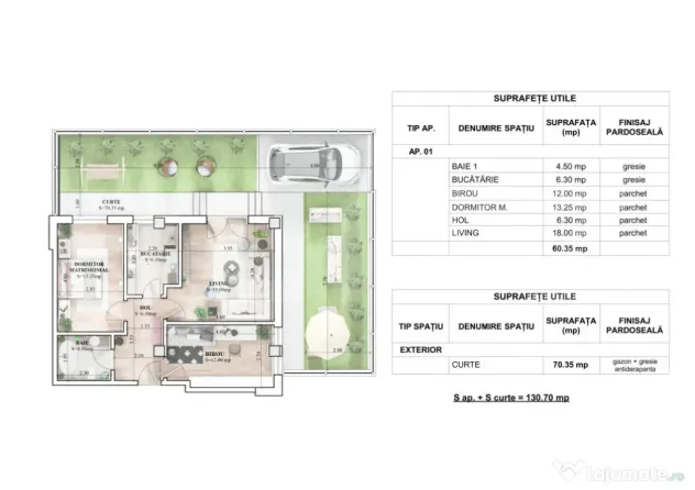 Apartament 3 camere, loc de parcare, 60.35 mp, zona Galata