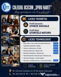 Oferta educațională 2026-2027: Înscrieri la liceu tehnologic+teoretic!