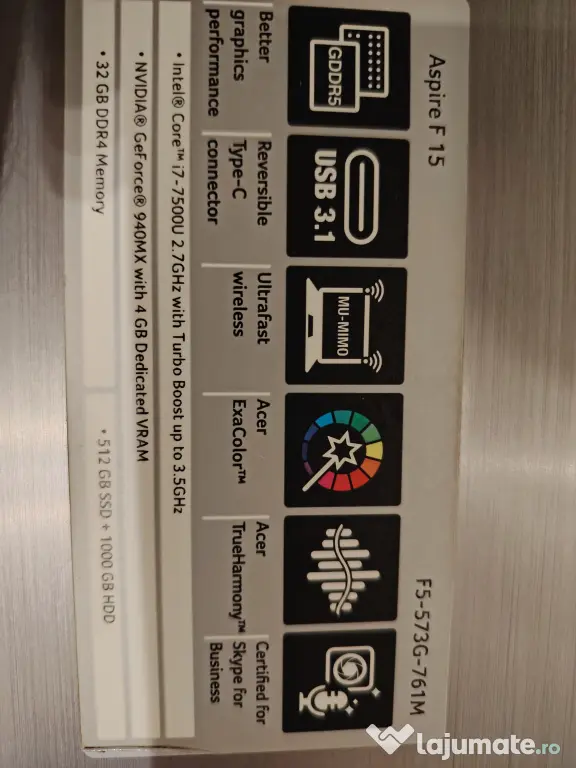 Leptop acer aspire F15