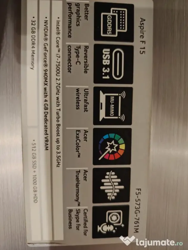Leptop acer aspire F15