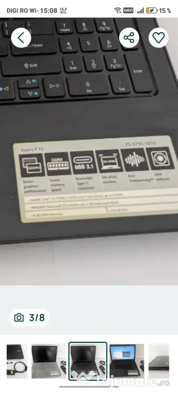 Leptop acer aspire F15