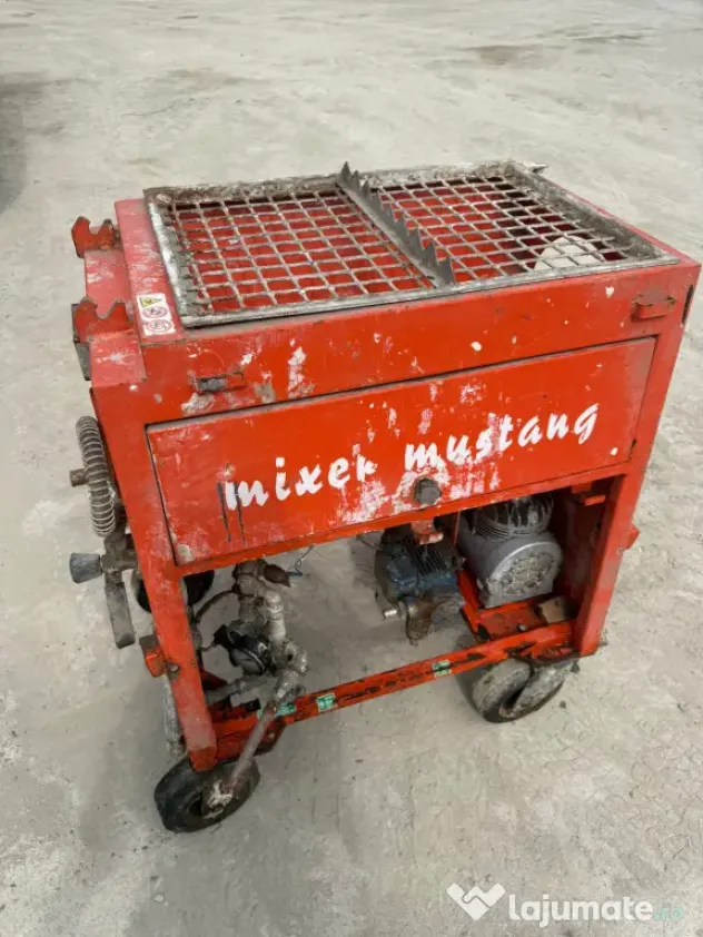 Mașină profesională de tencuit și pompat mortar Mixer Mustang+ malaxor+ furtune