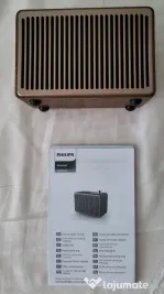 Boxa portabila PHILIPS TAVS300/00, retro design, Carcasă lemn vintage.