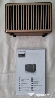 Boxa portabila PHILIPS TAVS300/00, retro design, Carcasă lemn vintage.
