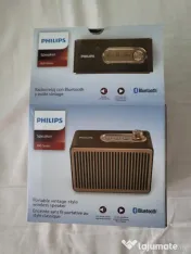 Boxa portabila PHILIPS TAVS300/00, retro design, Carcasă lemn vintage.