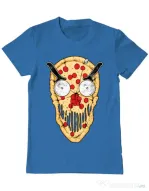 Tricou ADLER barbat Pizza skull Albastru azuriu