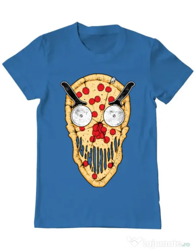 Tricou ADLER barbat Pizza skull Albastru azuriu
