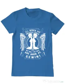 Tricou ADLER barbat The best women are born as Gemini Albastru azuriu
