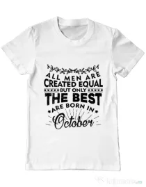 Tricou ADLER barbat The best men are born in October Alb