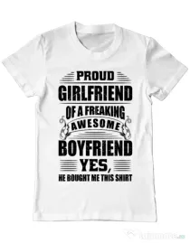 Tricou ADLER barbat Proud girlfriend Alb