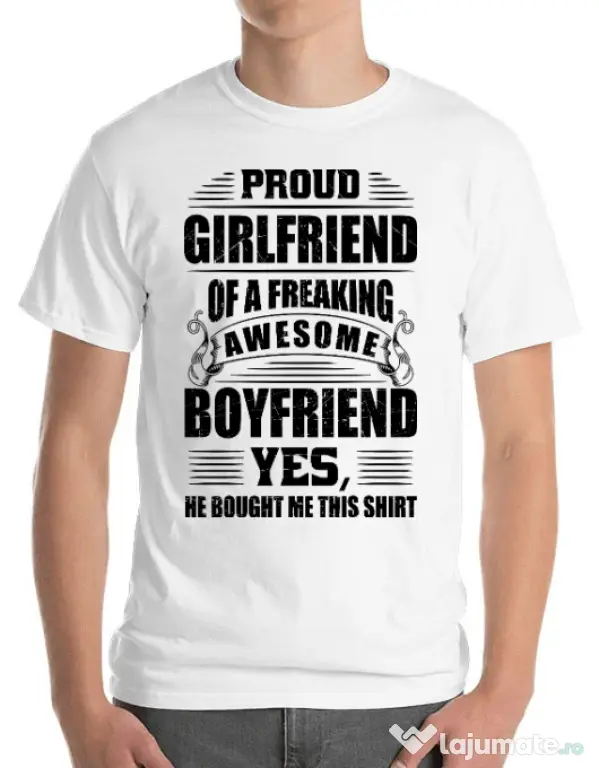 Tricou ADLER barbat Proud girlfriend Alb