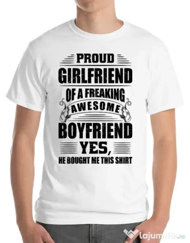 Tricou ADLER barbat Proud girlfriend Alb