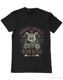 Tricou ADLER barbat Highway 66 Negru