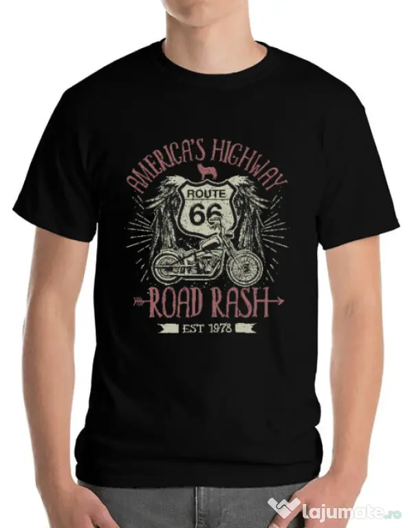 Tricou ADLER barbat Highway 66 Negru