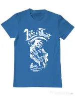 Tricou ADLER barbat Life is short Albastru azuriu