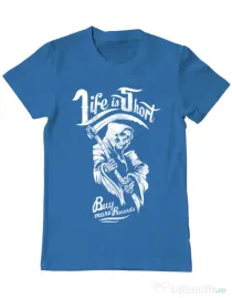 Tricou ADLER barbat Life is short Albastru azuriu