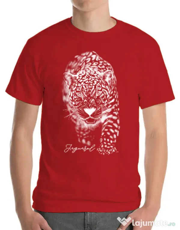 Tricou ADLER barbat Jaguarul Alb Rosu