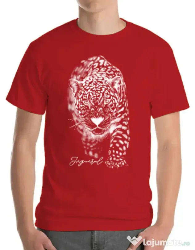 Tricou ADLER barbat Jaguarul Alb Rosu