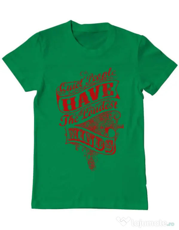 Tricou ADLER barbat Quiet people loud minds Verde mediu