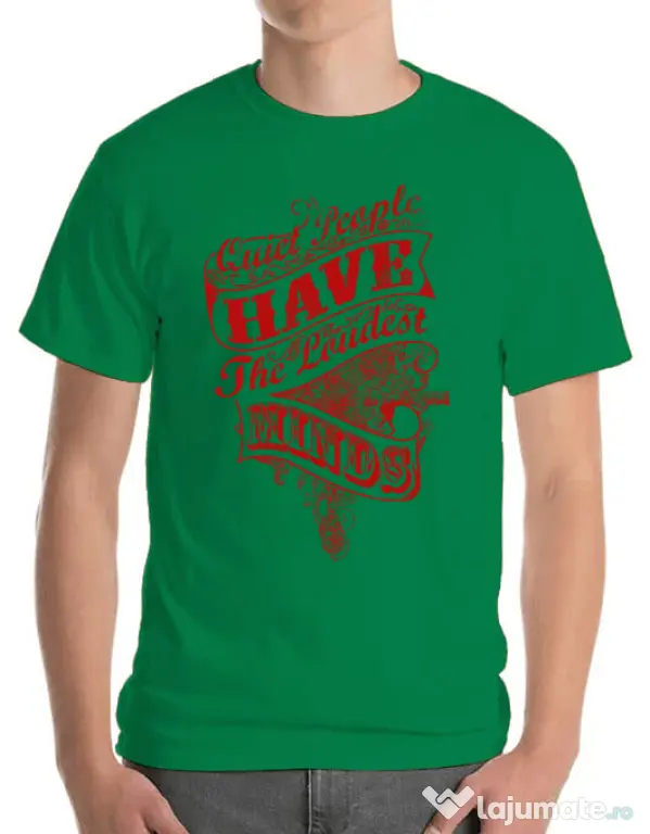 Tricou ADLER barbat Quiet people loud minds Verde mediu