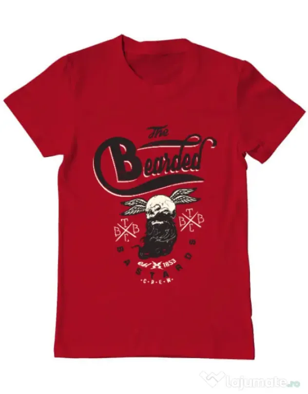 Tricou ADLER barbat The bearded bastards Rosu