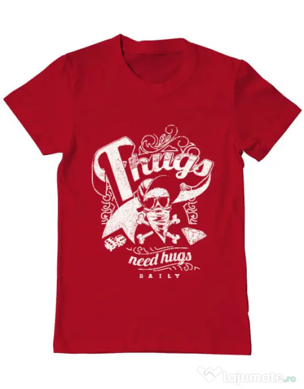 Tricou ADLER barbat Thugs need hugs Rosu