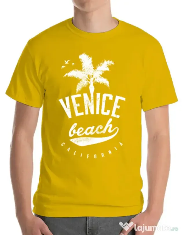 Tricou ADLER barbat Venice beach California Galben