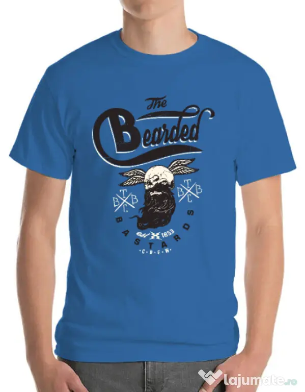 Tricou ADLER barbat The bearded bastards Albastru azuriu